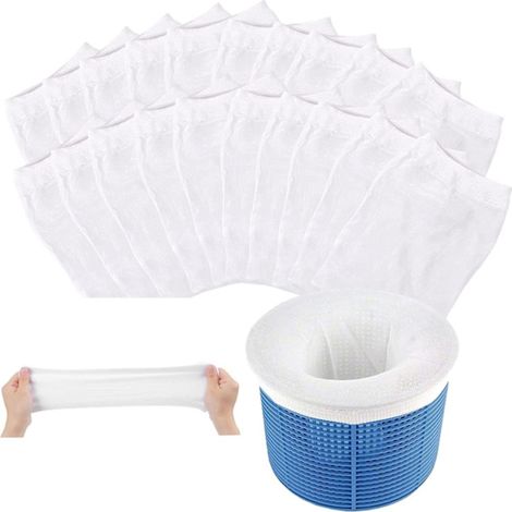 Lot de 20 épuisettes de piscine/filet de filtration – Chaussettes filtrantes réutilisables pour retirer les débris et les feuilles de la piscine-AquaForge (1/2)