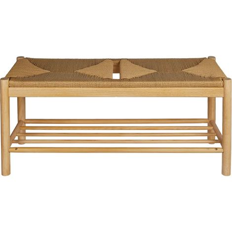 Banc d'assise en bois coloris beige - Longueur 95 x Profondeur 35,5 x Hauteur 45 cm (1/4)