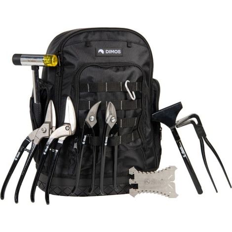 Dimos – Sac à dos outillage couvreur 980322 – Textile renforcé – Dimensions 170x360x470 mm – Mousqueton d'ancrage pour sécurité en hauteur