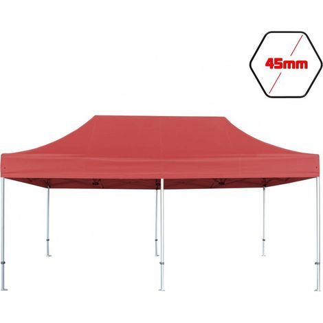 Gazebo 3x6 m rosso SENZA laterali pieghevole alluminio piantone esagonale 45mm portatile estendibile richiudibile estensibile acciaio per fiere eventi stand chiosco tenda tendone mercato mercatino (1/5)