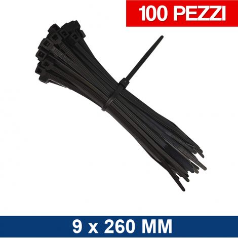 FASCETTA FASCETTE DI CABLAGGIO IN PLASTICA PER CAVI NERA MULTIUSO 9X260 MM 19346