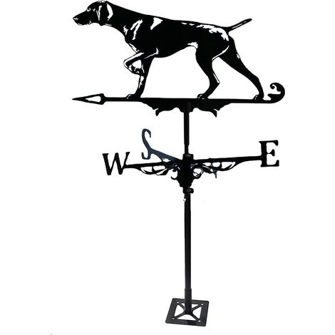 Girouette à vent de chasse avec support de toit, indicateur de direction du vent, girouette rétro en métal pour jardin