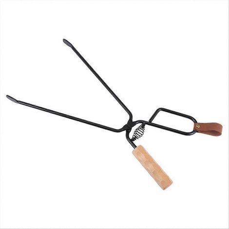 Pince à charbon de camping haut de gamme, outil d'allumage de feu pour barbecue avec manche en bois, conception anti-brûlure fiable pour une cuisson en extérieur en toute sécurité (1/5)
