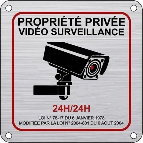 Panneau Camera Surveillance Aluminium, 15×15 cm Sécurité de La famille 24H Vidéo Panneau Camera Surveillance avec Autocollant et Trous Pré-percés pour Intérieur/Extérieur (1/4)