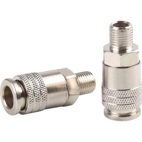 Lot de 2 raccords pneumatiques, connecteur pneumatique rapide G1/4 filetage extérieur tête mâle pour compresseur d'air, raccord pneumatique norme UE (1/5)