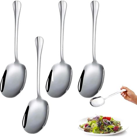 cuillères de service en acier inoxydable, grandes cuillères, cuillère à buffet, grande cuillère à salade pour dîner au restaurant et repas en famille (21 x 5,8 cm) (1/5)