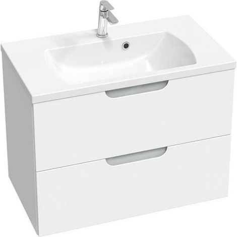 Ravak Classic II - Meuble lavabo 79x45x58 cm, 2 tiroirs, blanc/gris brillant X000001481 (1/5)