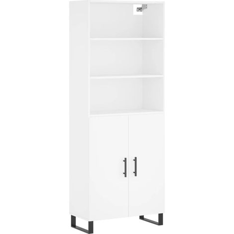 Aparador cómoda cómoda armario mueble organizador cocina salón salón alto 69,5 x 34 x 180 cm madera contrachapada blanco 020032681