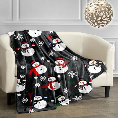 Couverture De Sieste - Flanelle Et Velours Double Face - Motif Flocon De Neige Et Père Noël - 70x100 cm Ou 150x100 cm - 1 Pièce (1/5)