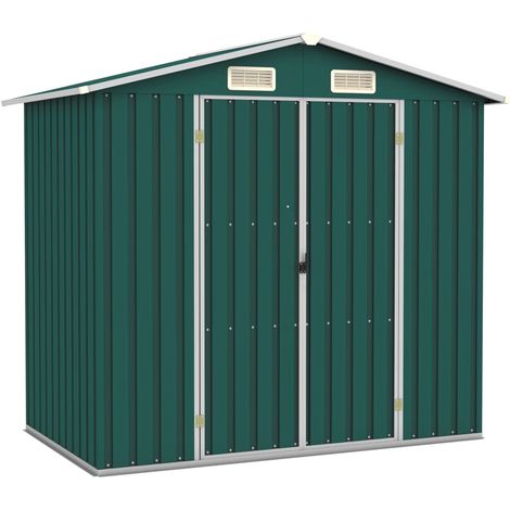 Casetta da giardino casetta per cabine ripostiglio casetta per la casa casetta per attrezzi da esterno robusta 205 x 129 x 183 cm acciaio zincato verde 020022372