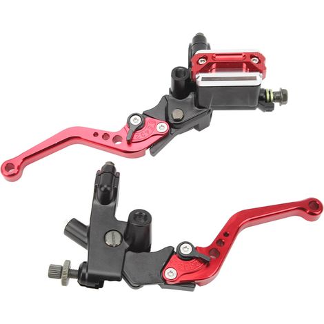 Universeller Motorradlenker-Satz mit 7/8"-Hauptbremszylinder, rotem Kohlefaser-Ausgleichsbehälter und Handschützern (1 Paar). (1/5)