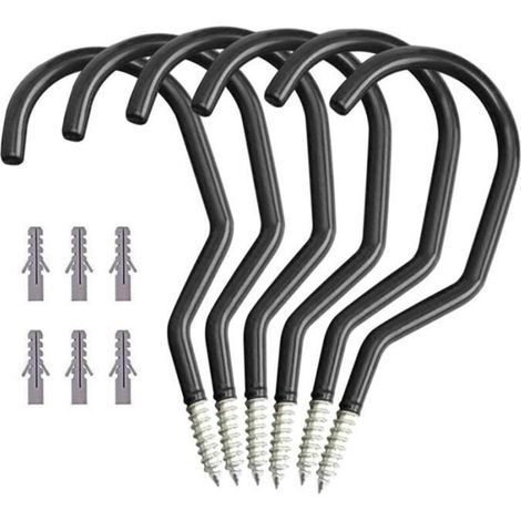 Support mural pour vélo - Non spécifié - 6 Pcs - Acier galvanisé - PVC - Noir (1/4)