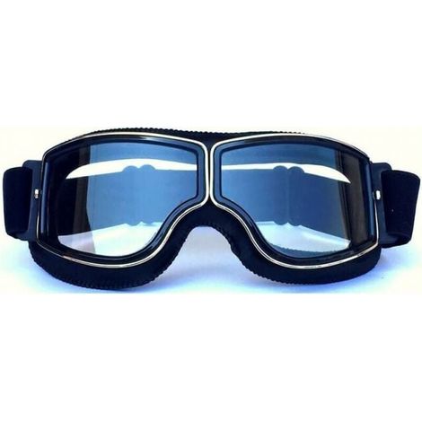 (Black Frame + Clear Lens) Motorcycle Goggles & Jet Glasses Motorcycle Masks 18x8cm MUMU