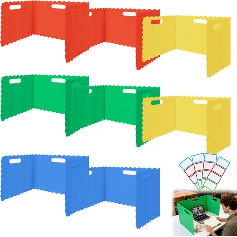 Lot de 8 séparateurs de bureau pour étudiants – Pour dossiers de salle de classe, fournitures pour enseignants, panneaux de protection de l'intimité en plastique (1/5)