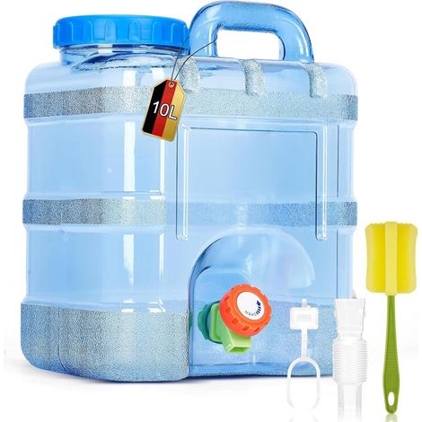 Bidon d'essence 5 litres - Bidon d'essence - Robinet pivotant/Poignée intégrée - 1 pièce - Camping et cuisine - Bleu transparent (1/5)