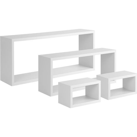 Mensola da parete scaffale cubo set 4 pezzi bianco salotto camera soggiorno moderno Merlino (1/4)