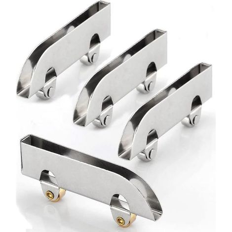 Lot de 4 poulies coulissante en verre et acier inoxydable pour rail de penderie,roue coulissante,poulie de verre de 5 mm d'épaisseur (1/5)