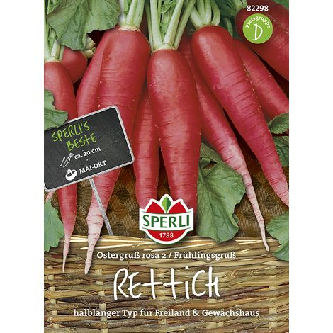 Sperli – Radis long Ostergruß Rosa 2 Frühlingsgruß (Raphanus sativus) – Graines de légumes, racines rose foncé d'env. 20 cm (1/2)