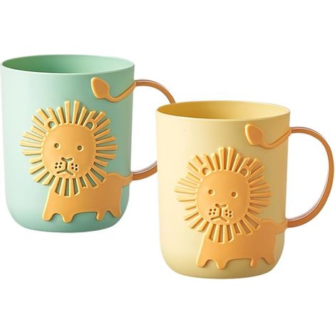 Set of 2 Plastic Bathroom Tumbler and Toothbrush Holder for Boys and Girls (1/5)