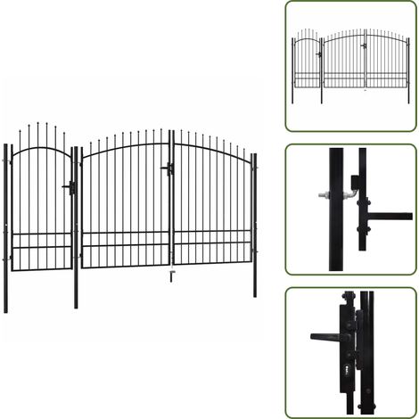 Puerta de jardín negra - vidaXL Puerta de jardín Woerden de acero 1,95x4 m negra - Puerta de jardín con cerradura