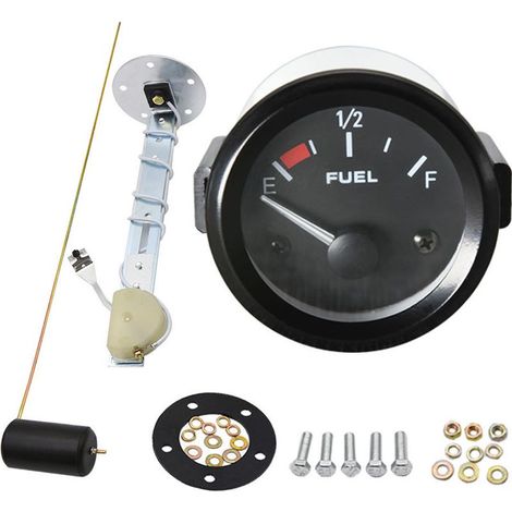 Jauge de niveau de carburant pour moteur de voiture, 52 mm (2 pouces), indicateur de niveau de carburant du réservoir, jauge à aiguille avec voyant blanc