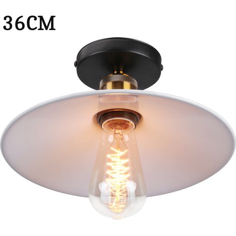 Pendelleuchte Weiß Hängelampe mit Ø36cm Lampenschirm Kronleuchter Art Edison Lampe E27 Fassung für Loft Wohnzimmer Esszimmer 1PCS