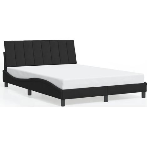Lit double,Lit adulte,Cadre de lit sans matelas Hanko noir 140x190 cm velours CFW5284114 (1/5)