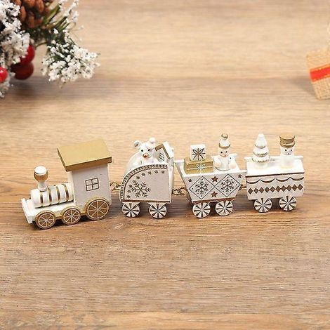 Train de Noël en bois, artisanat en bois, décorations de fenêtre, cadeaux de Noël, Noël, bonne année, blanc (1/5)