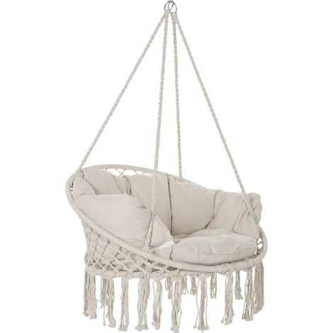 Chaise extérieure suspendue beige pour détente et design - Beige naturel doux et apaisant (1/5)
