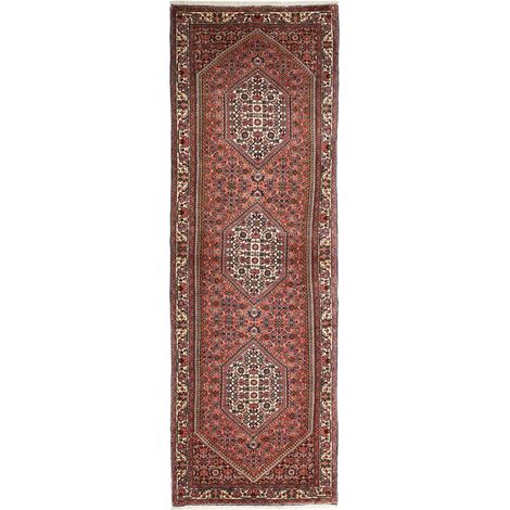 Tapis d'orient, 68 x 209 cm, motif oriental, rouge, crème et marron, en laine noué main, artisanat iranien (1/5)