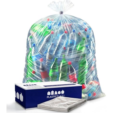 Lot de 50 sacs poubelle de 150 à 200 litres │ 2 mm │ Sacs poubelle transparents et résistants │ 96,5 x 147,3 cm (1/5)