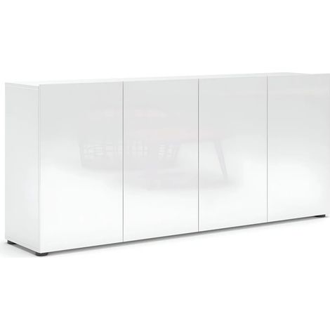 Madia Bianca 180x38x80 cm con 4 Ante e 2 Ripiani (1/4)