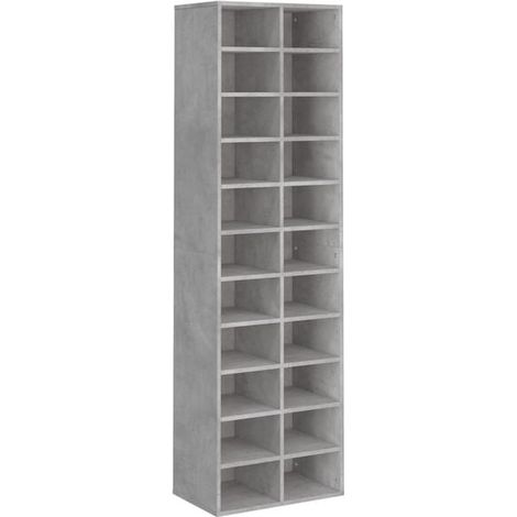 Meuble à chaussures en béton gris, dimensions 54x34x183 cm, fabriqué en bois d'ingénierie. (1/5)