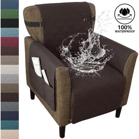 Housse de fauteuil 100 % imperméable, convient aux chaises d'appoint, fauteuils inclinables, chaises de bureau Café (1/5)