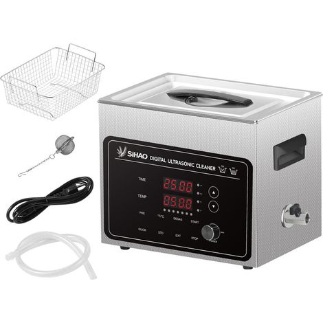SIHAO 10L 7 niveaux nettoyeur à ultrasons numérique avec chauffage et minuteur de 300W, puissance de 240W, Degas pour bijoux, lunettes, usage domestique (1/5)