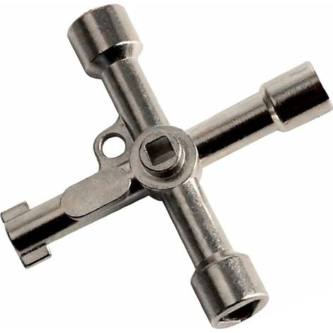 Clé Triangle Universelle 4 Fonctions - Pour Compteurs Gaz Électricité et Désaération Radiateurs - 1 Pièce (1/5)