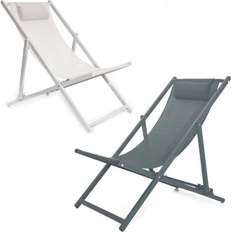 Sedia sdraio richiudibile con cuscino relax per mare spiaggia piscina campeggio - colorigenerali: BIANCO (1/4)