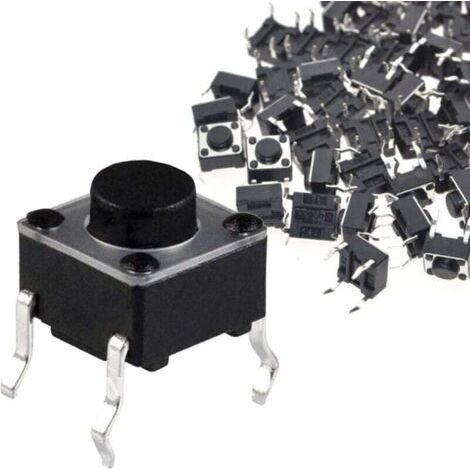 Interrupteur tactile momentané 4 broches 6×6×5 mm – Lot de 100 composants électroniques pour PCB et panneaux (1/4)
