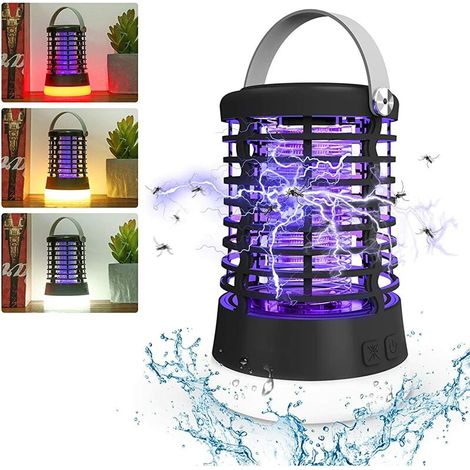 Lampada antizanzare per illuminazione esterna, interna ed emergenza, 3 modalità USB ricaricabile 2 in 1, IP65 impermeabile, portata effettiva 200 piedi quadrati, non tossica per interni (nero)