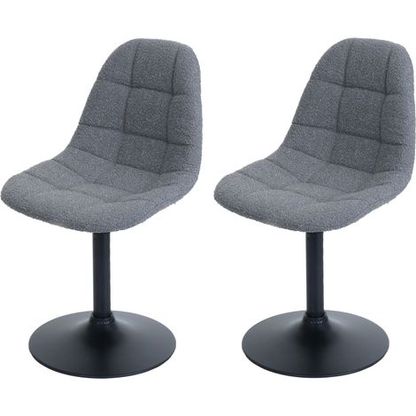 [NEUWERTIG] 2er-Set Esszimmerstuhl HHG-842, Küchenstuhl Stuhl Drehstuhl, Stahl MVG Stoff/Textil Bouclé (450g/m²) dunkelgrau