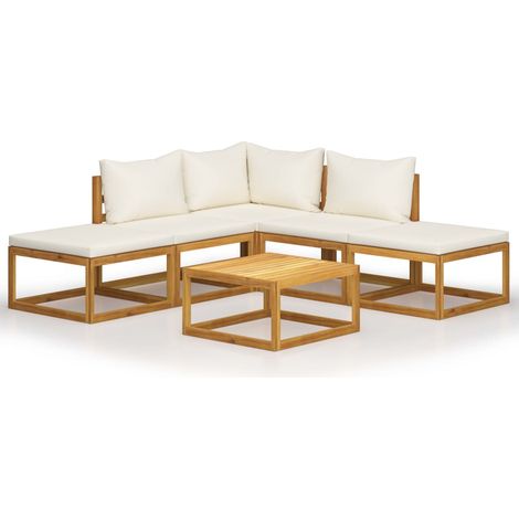 6-tlg. Garten-Lounge-Set mit Auflagen Massivholz Akazie