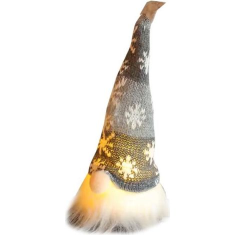 Gnome De Noël - Lampe Décorative Avec Lumières LED - Décoration Intérieure Arbre Sapin Bureau Cheminée - Gris - 23 x 6,5 cm - 1 Pièce (1/4)