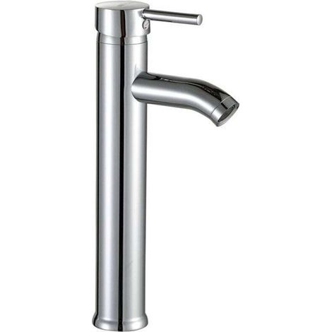 Robinet mitigeur de lavabo haut en acier inoxydable, commande unique eau chaude/eau froide, avec deux flexibles robinet mitigeur de lavabo haut robinet mitigeur de vasque haut robinet mitigeur de l (1/4)