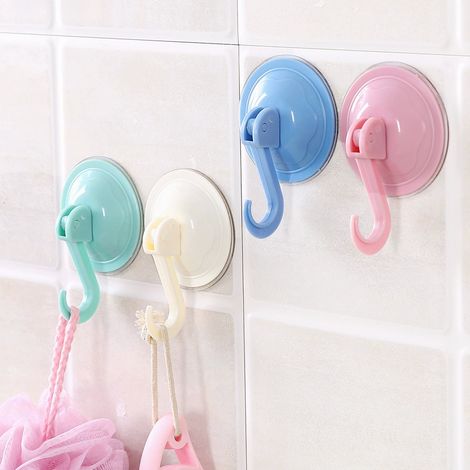 Saugnapfhaken für die Dusche, 4er-Pack abnehmbare Glaswandhaken, kleine Saugnapfhaken geeignet für Badezimmer- und Küchendekoration, können 2 kg auf glatten Oberflächen tragen (1/4)