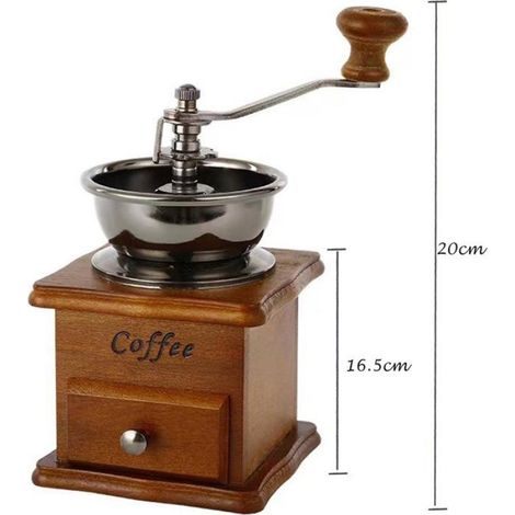 Moulin à café manuel vintage - avec meule conique en céramique - Cafetière portable - Couleur lin (1/4)
