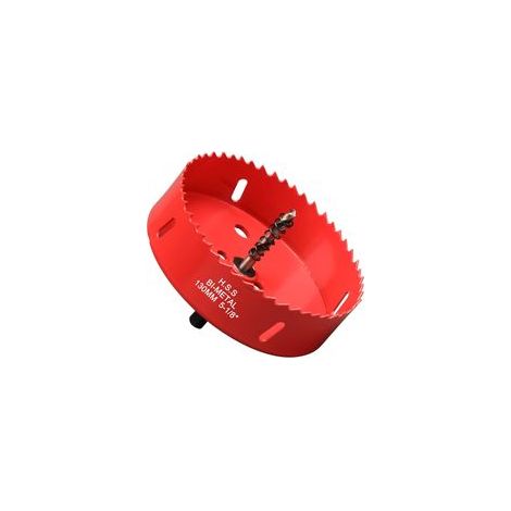 Scie Cloche Bi-métal 130mm, M42 Bimétallique Scie Trèpan avec Foret de Centrage pour Robuste Perceuse à Percer pour Fer, Aluminium, Bois, Cloison Sèche, Tuyau, Panneau de Fibres de Bois, Rouge (1/5)