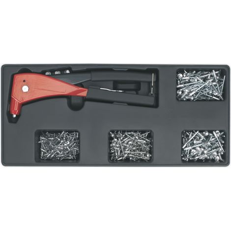 Sealey TBT15 Premier Riveter & Assorted Rivet Set with Tool Tray 400pc