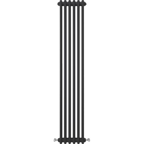 Acezanble Vertical Traditional Cast Iron Style Radiator 1500x290mm 2 Column Black