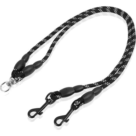 1 guinzaglio doppio per cani, doppio guinzaglio per 2 cani, corda riflettente per arrampicata, per cani di piccola, media e grande taglia, sicurezza e comfort (nero, 120 cm per lato) (1/5)