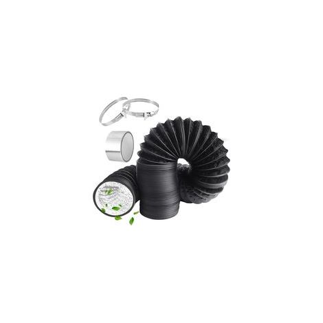 Tuyau d'évacuation en PVC de 150 mm, 4,2m long Gaine Ventilation en Aluminium avec 2 colliers de serrage en acier et 1 sangle pour Chauffage et Climatisation, Seche Linge, Extracteur(Noir) (1/5)